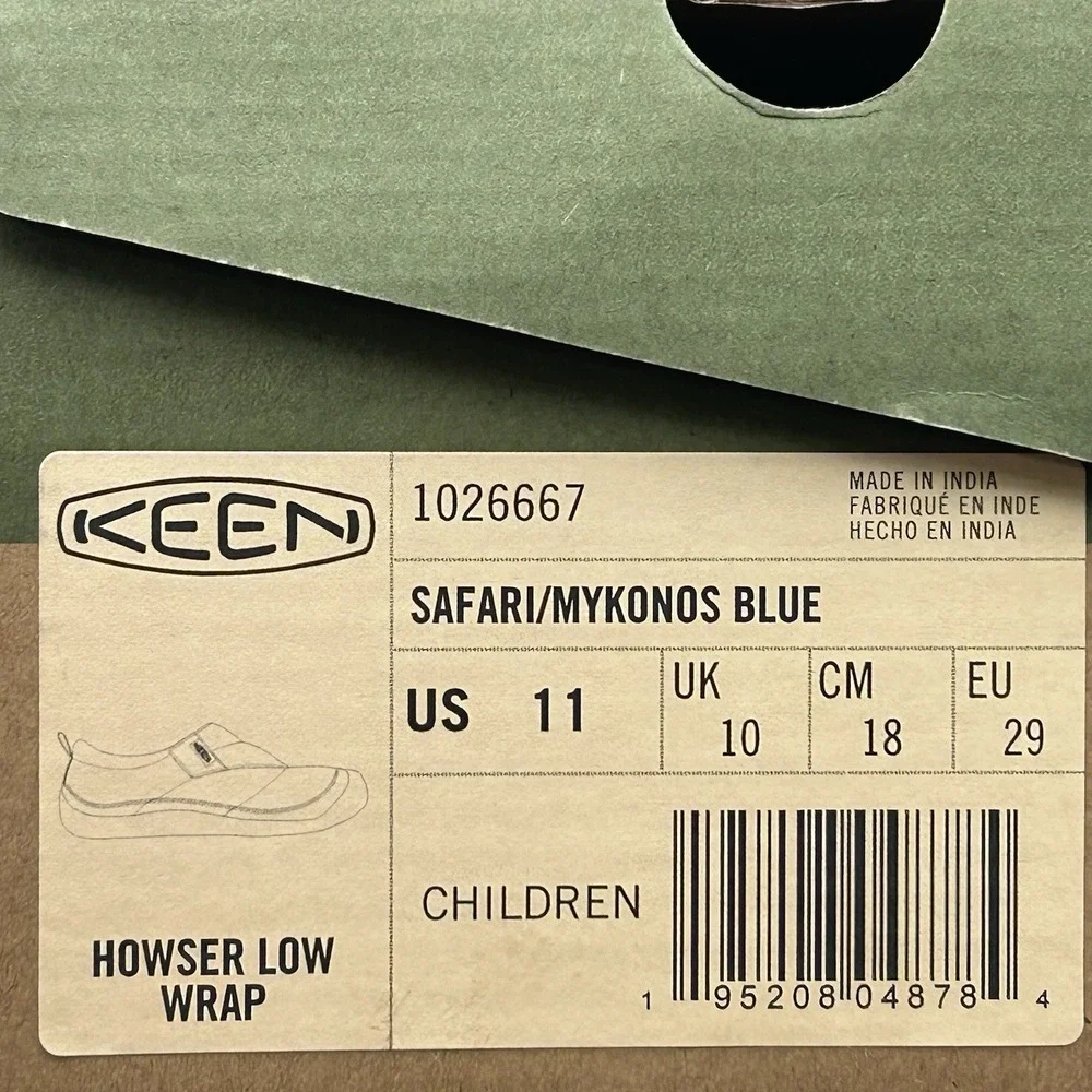 KEEN Howser Little Boys Faux Fur Lined Slippers Size 11 Blue-Beige Warm‎ Shoes